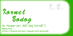 kornel bodog business card